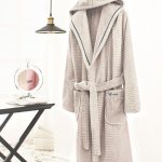 махровый халат светло-бежевый Stripe Soft cotton