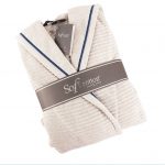 махровый халат светло-бежевый Stripe Soft cotton