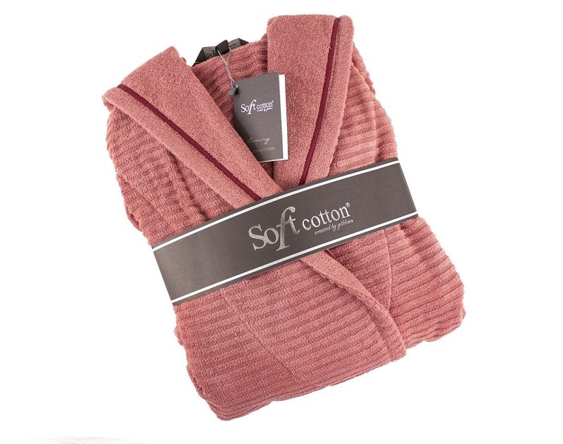 махровый халат чайная роза Stripe Soft Cotton